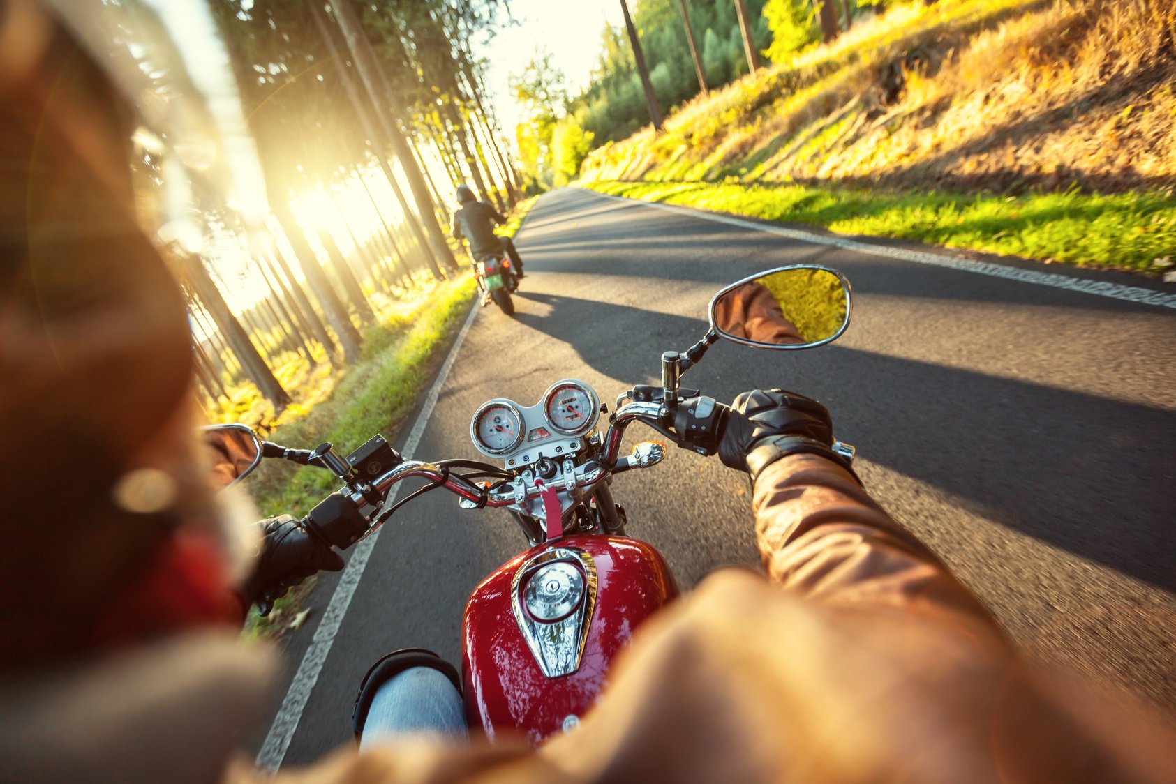 Motorcyclist Riding Motorbike 